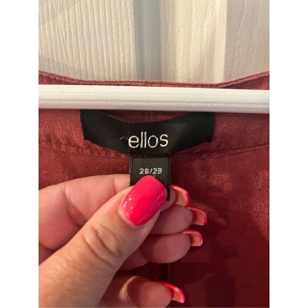 Ellos Burgundy Sunwashed Linen Blend Lagenlook Top sz 2X 26/28 - Picture 4 of 10